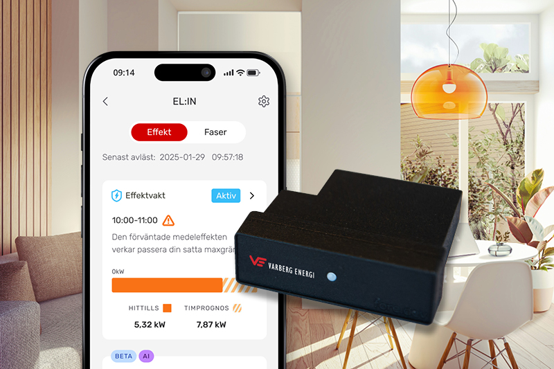 Vy över appen och den nya funktionen effektvakt